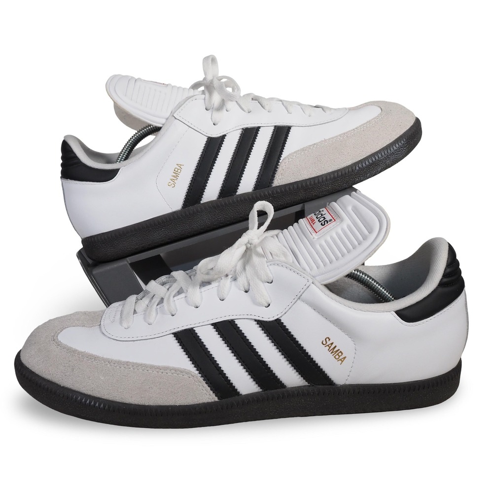 Adidas Samba Classic Mens 13 White Black Leather Suede Soccer Shoes 034563